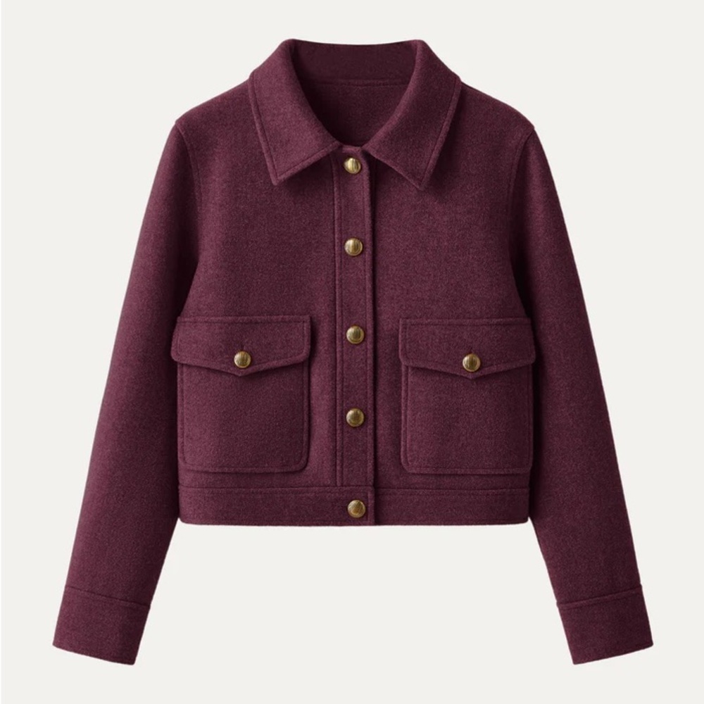 OGL CashSoft Point Collar Cargo Short Jacket – Plum Berry | Size L